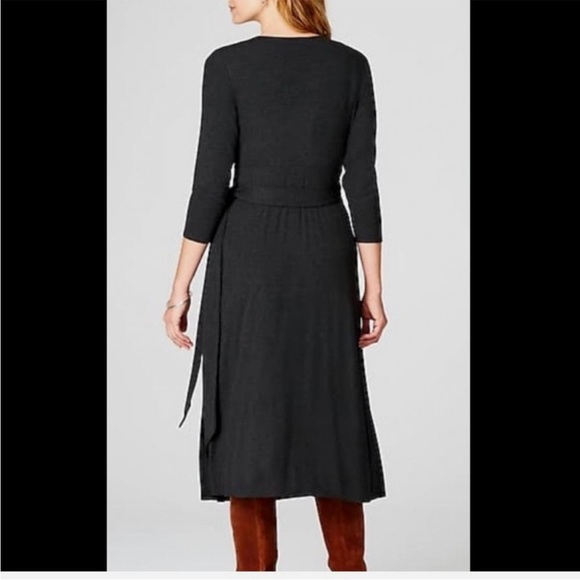 J.Jill Charcoal Ribbed Knit Wrap Dress - Picture 3 of 15